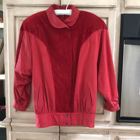 comint Jackets & Blazers - COMINT red leather bomber Vintage coat S
